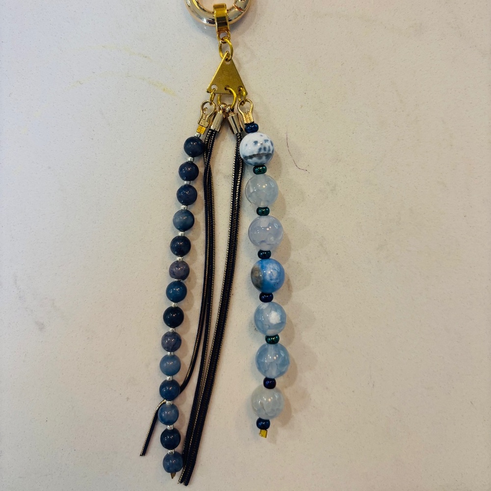 Handmade Beaded Bag Charm//Beaded Keychain